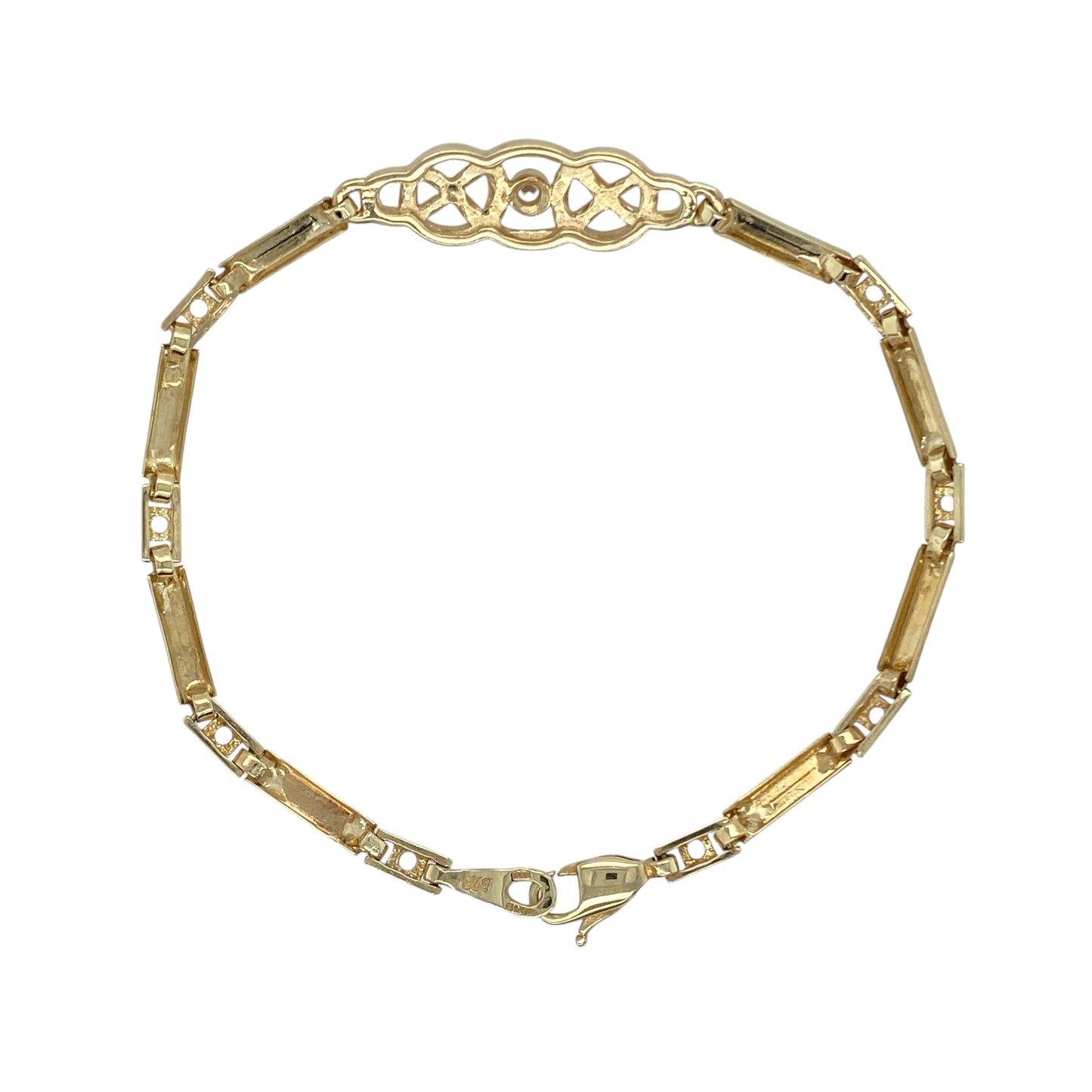 9ct Gold & Cubic Zirconia Set Celtic Knot 7.5" Bracelet