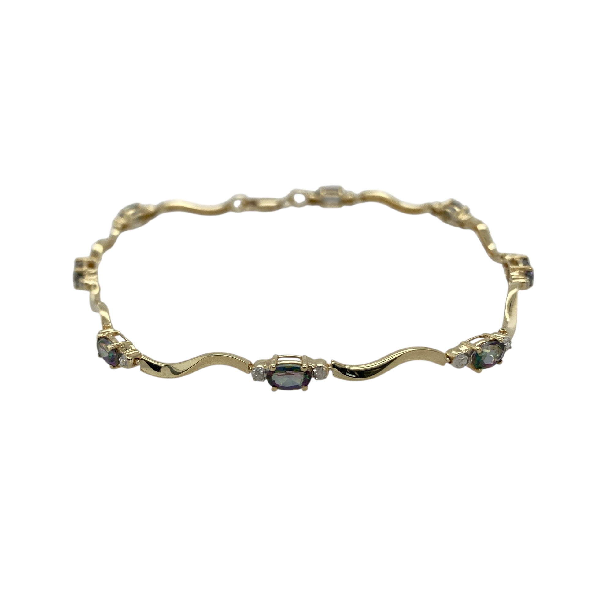 9ct Gold Diamond & Mystic Topaz Set 7.5" Bracelet