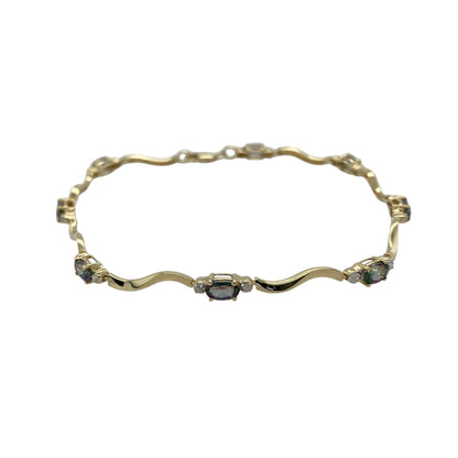 9ct Gold Diamond & Mystic Topaz Set 7.5" Bracelet