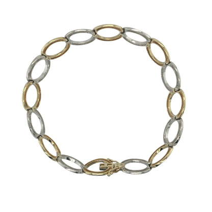 9ct Gold & Diamond Set Circle Link 7.75" Bracelet