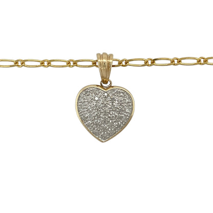 Bring romantic sparkle and elegant design to your collection with this pre-owned 9ct yellow and white gold diamond heart cluster pendant, paired with an 18-inch figaro chain for a timeless finish.

Design: The pendant measures 2.4cm long including the bail and features a heart-shaped cluster adorned with approximately 0.16ct of diamonds, offering brilliance and charm.