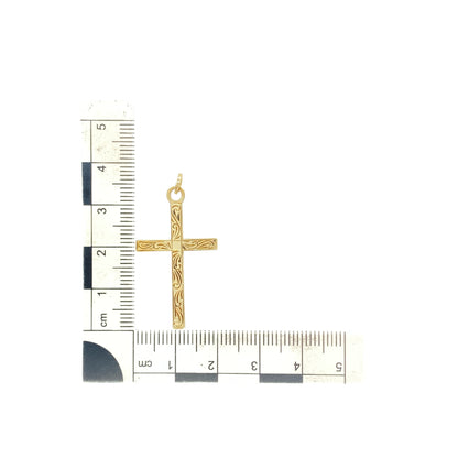 9ct Gold Patterned Cross Pendant