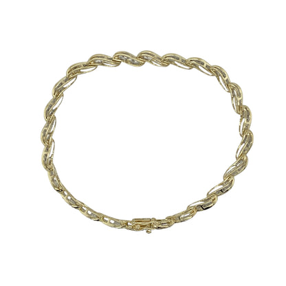 9ct Gold & Diamond Set 7.25" Wave Bracelet