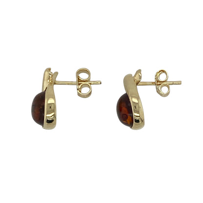 9ct Gold & Amber Twist Stud Earrings