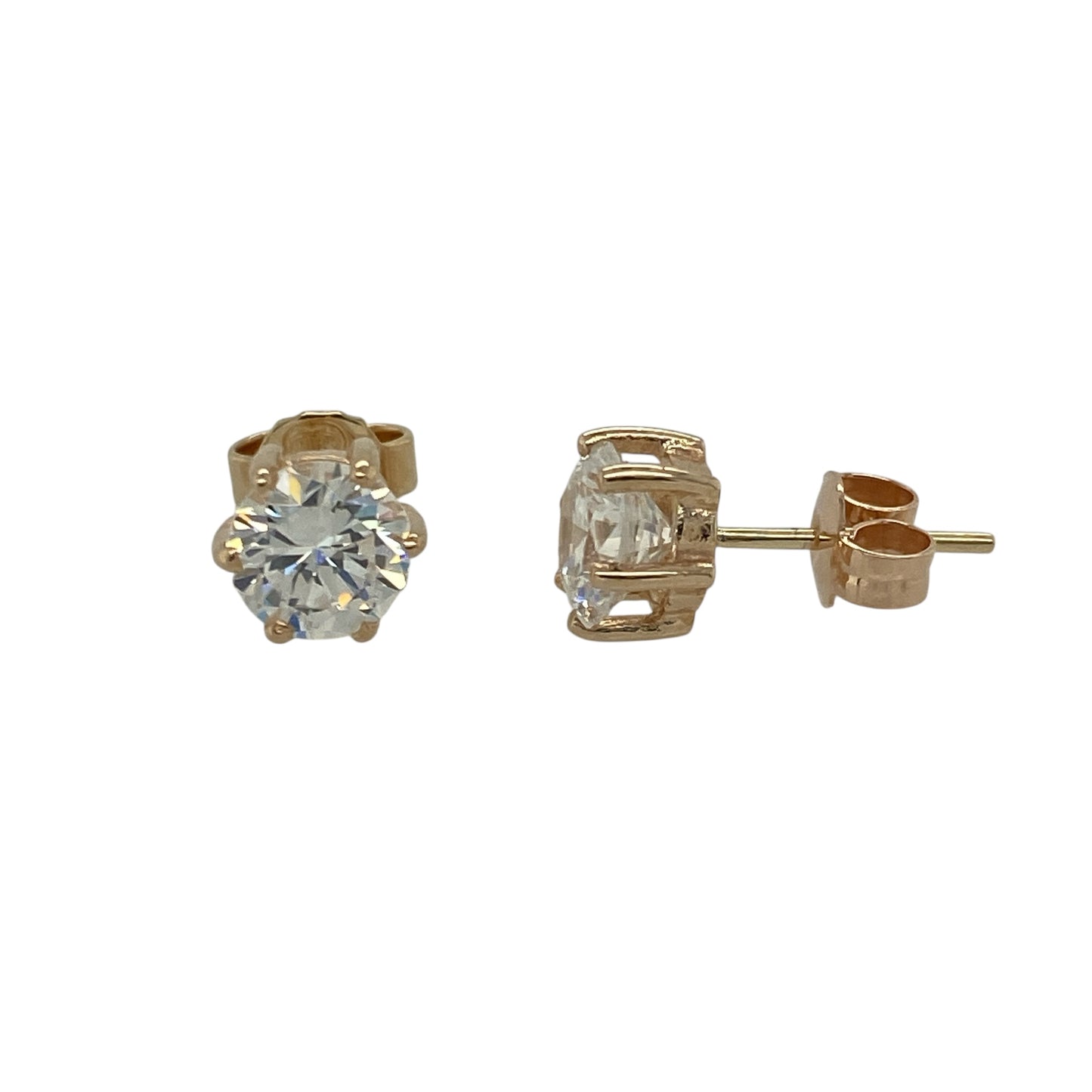 9ct Gold & Cubic Zirconia Round Stud Earrings