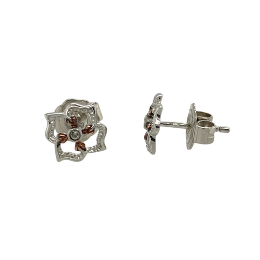 925 Silver & White Topaz Set Flower Clogau Stud Earrings
