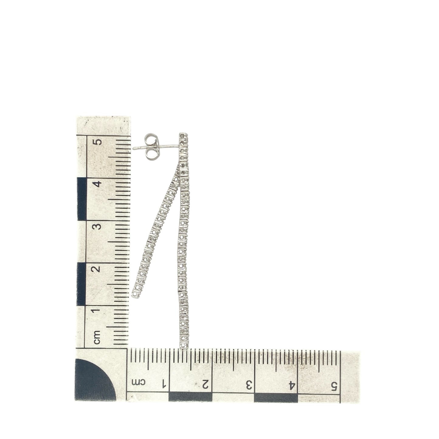 18ct White Gold Diamond Set Double Strand Drop Earrings