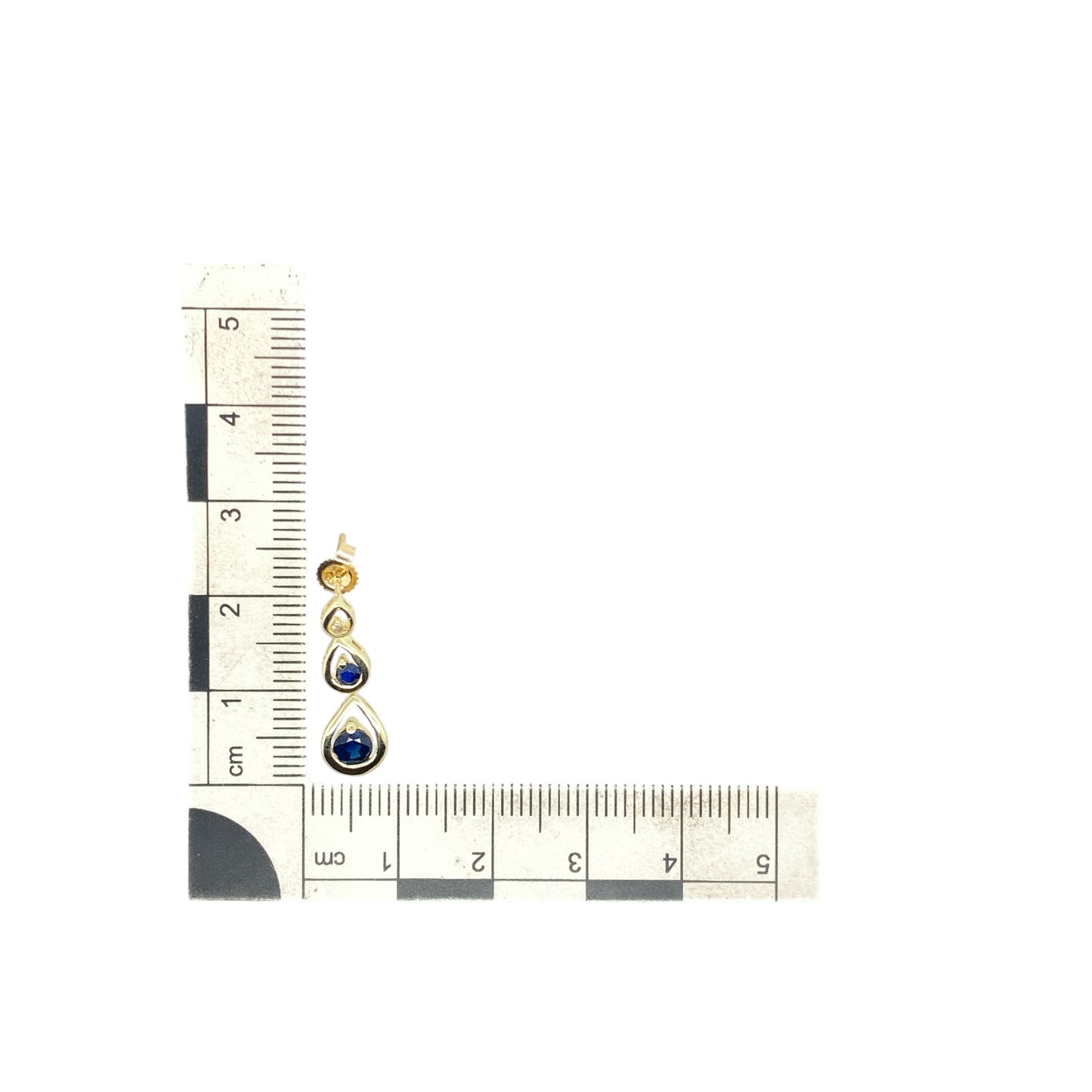 9ct Gold Diamond & Sapphire Set Drop Earrings