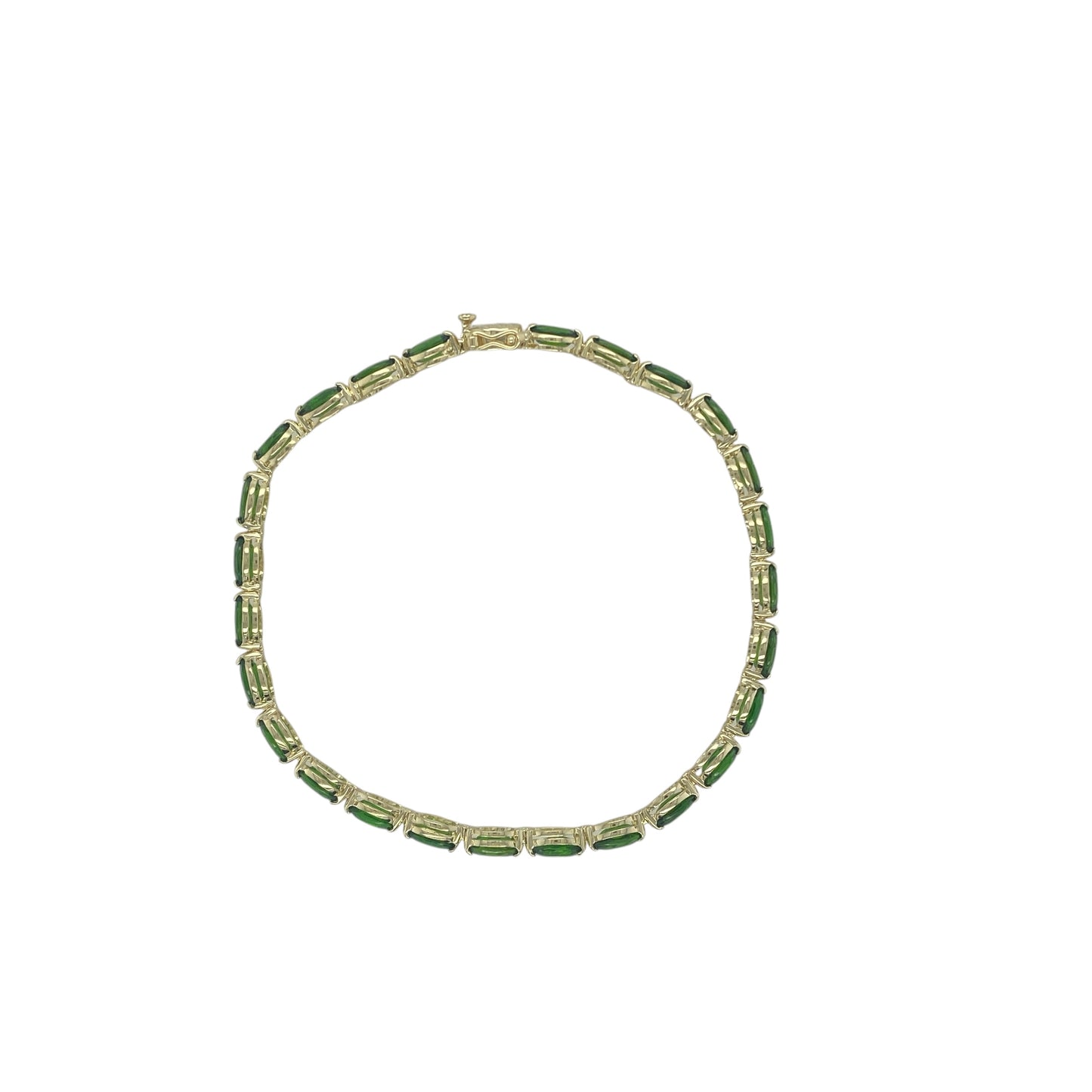 9ct Gold 7.5" Green Stone Set Bracelet