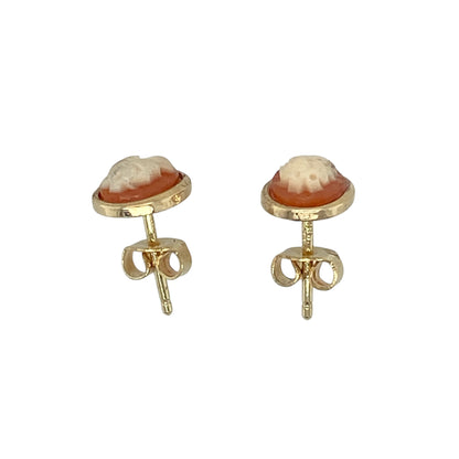 9ct Gold & Cameo Oval Stud Earrings