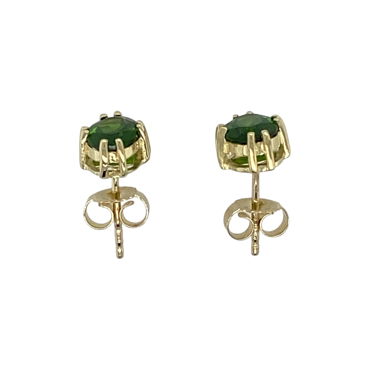 9ct Gold & Oval Green Stone Set Stud Earrings
