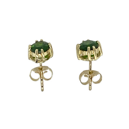 9ct Gold & Oval Green Stone Set Stud Earrings