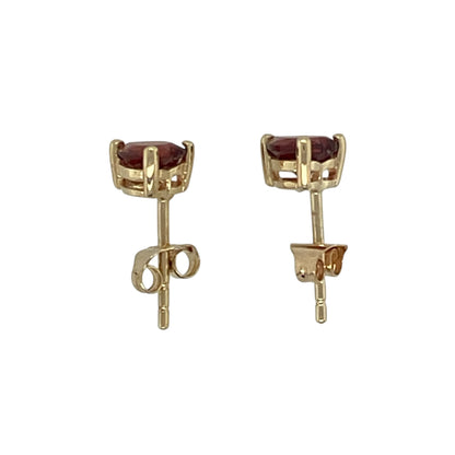 9ct Gold & Garnet Heart Stud Earrings