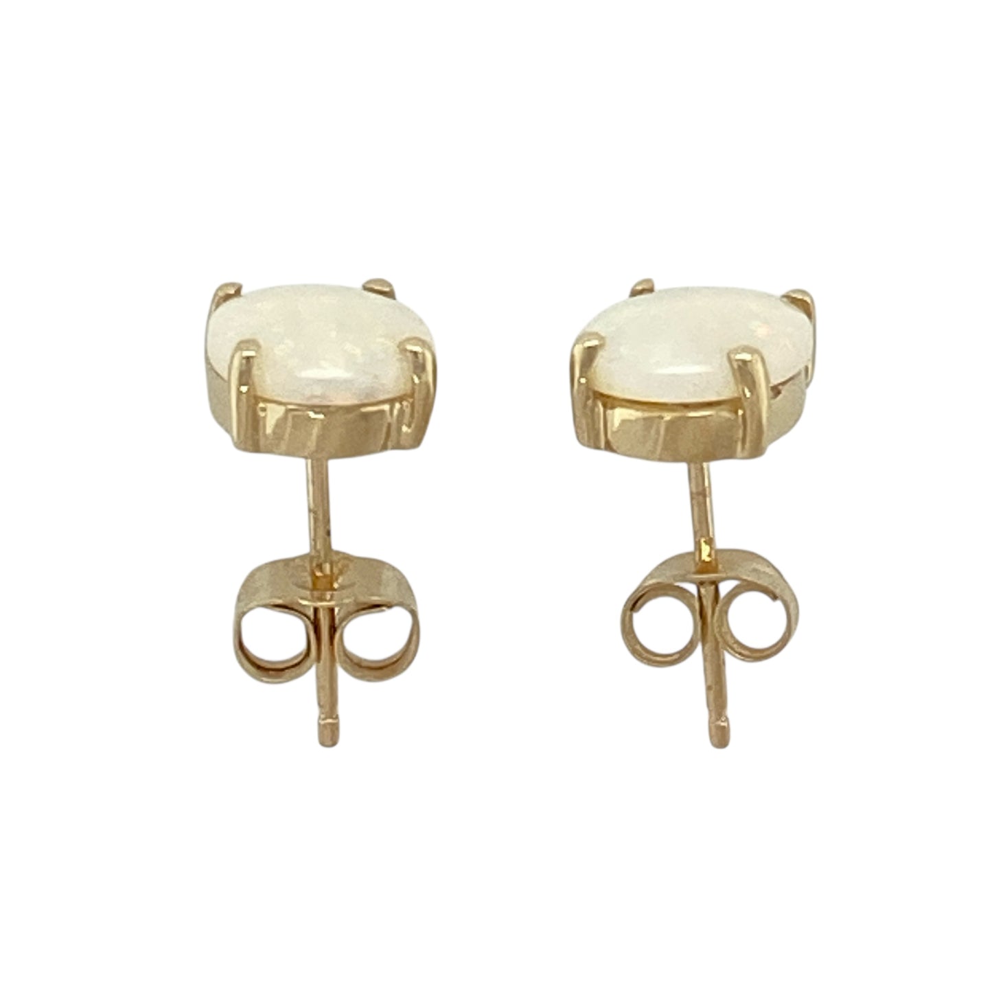 14ct Gold & Opalique Set Oval Stud Earrings