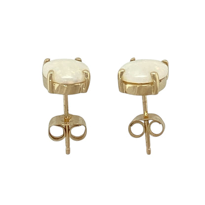 14ct Gold & Opalique Set Oval Stud Earrings