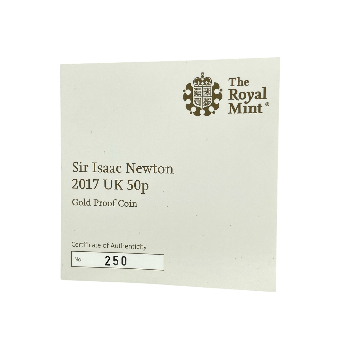 2017 Innovation of Science Sir Issac Newton UK 22ct Gold 50p Gold Proof Coin