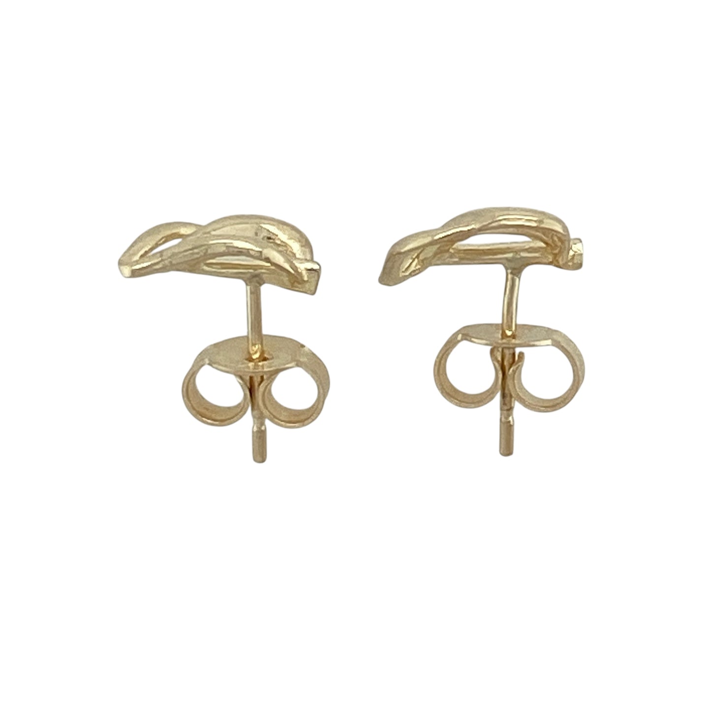 9ct Gold Open Leaf Design Stud Earrings