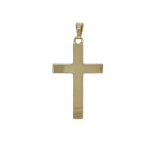 Bring bold faith-inspired style and timeless craftsmanship to your jewellery collection with this pre-owned 9ct yellow solid gold patterned cross pendant, offering strong presence and classic appeal.

Design: The pendant features a traditional cross shape with patterned detailing throughout, adding texture and visual depth to the design.
Material: Made from solid 9-carat yellow gold, the warm polished finish enhances the detailed patterning and gives the piece a rich, enduring glow.