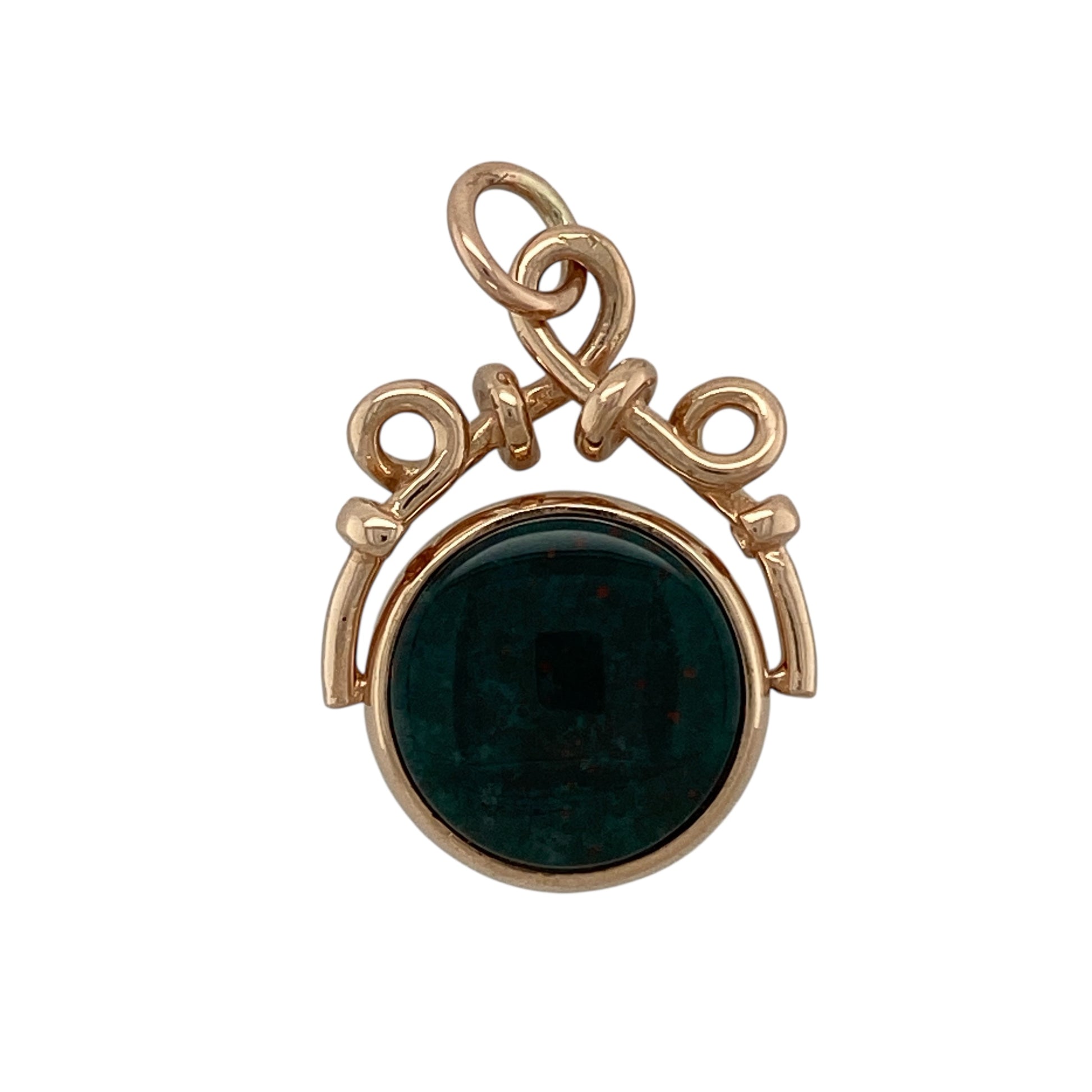 9ct Gold Bloodstone & Carnelian Set Fob Pendant