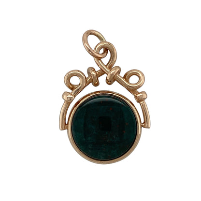 9ct Gold Bloodstone & Carnelian Set Fob Pendant