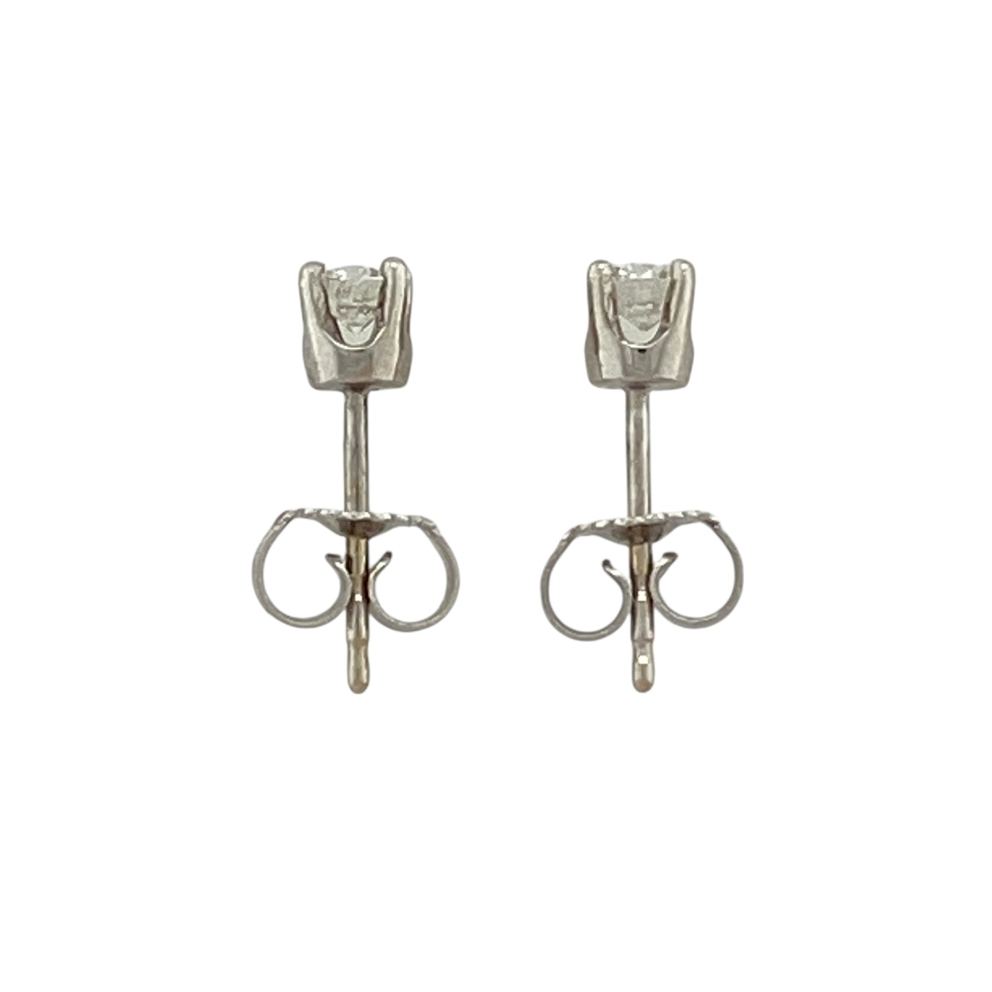 18ct White Gold & Diamond Set Solitaire Stud Earrings
