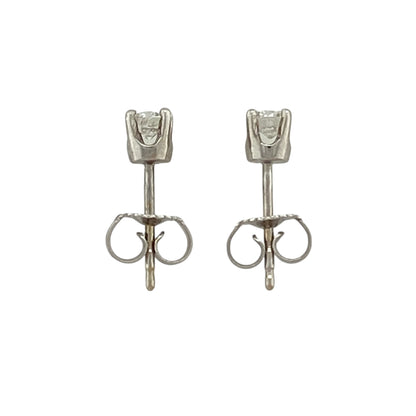18ct White Gold & Diamond Set Solitaire Stud Earrings