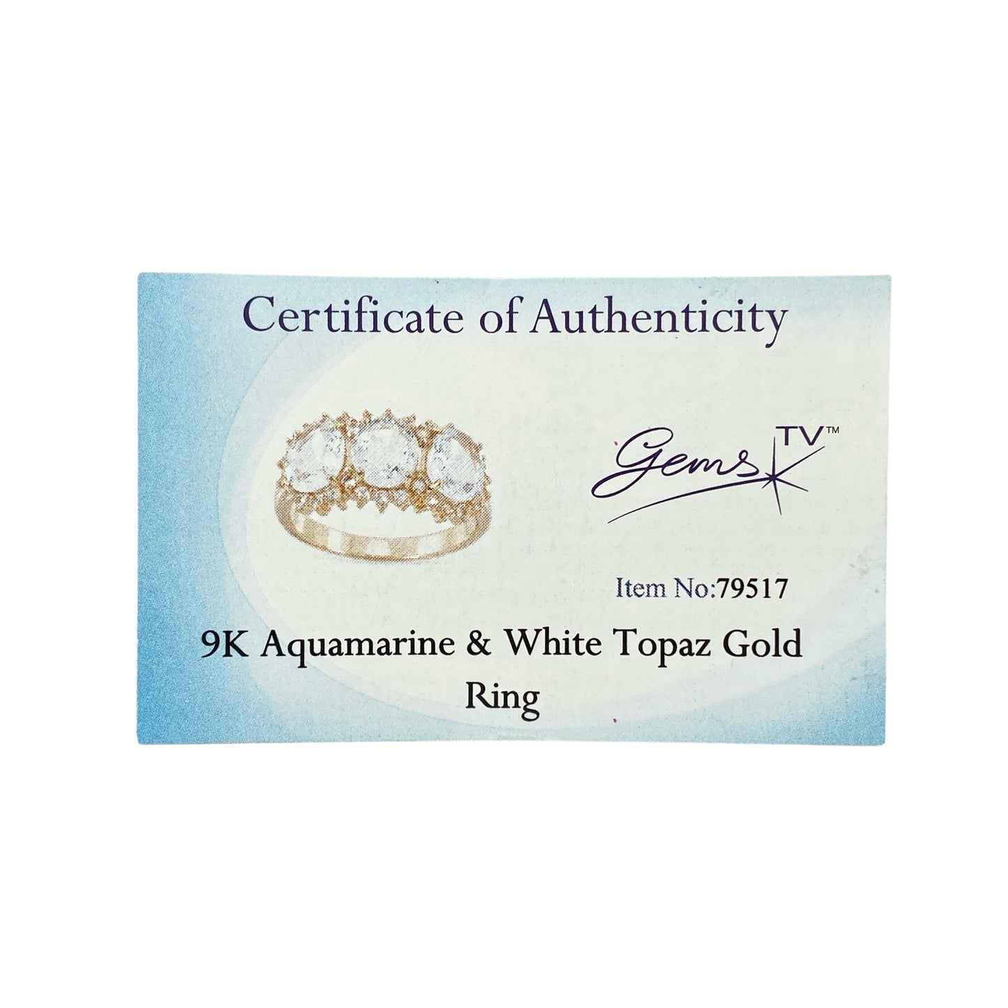 9ct Gold Aquamarine & White Topaz Set Ring