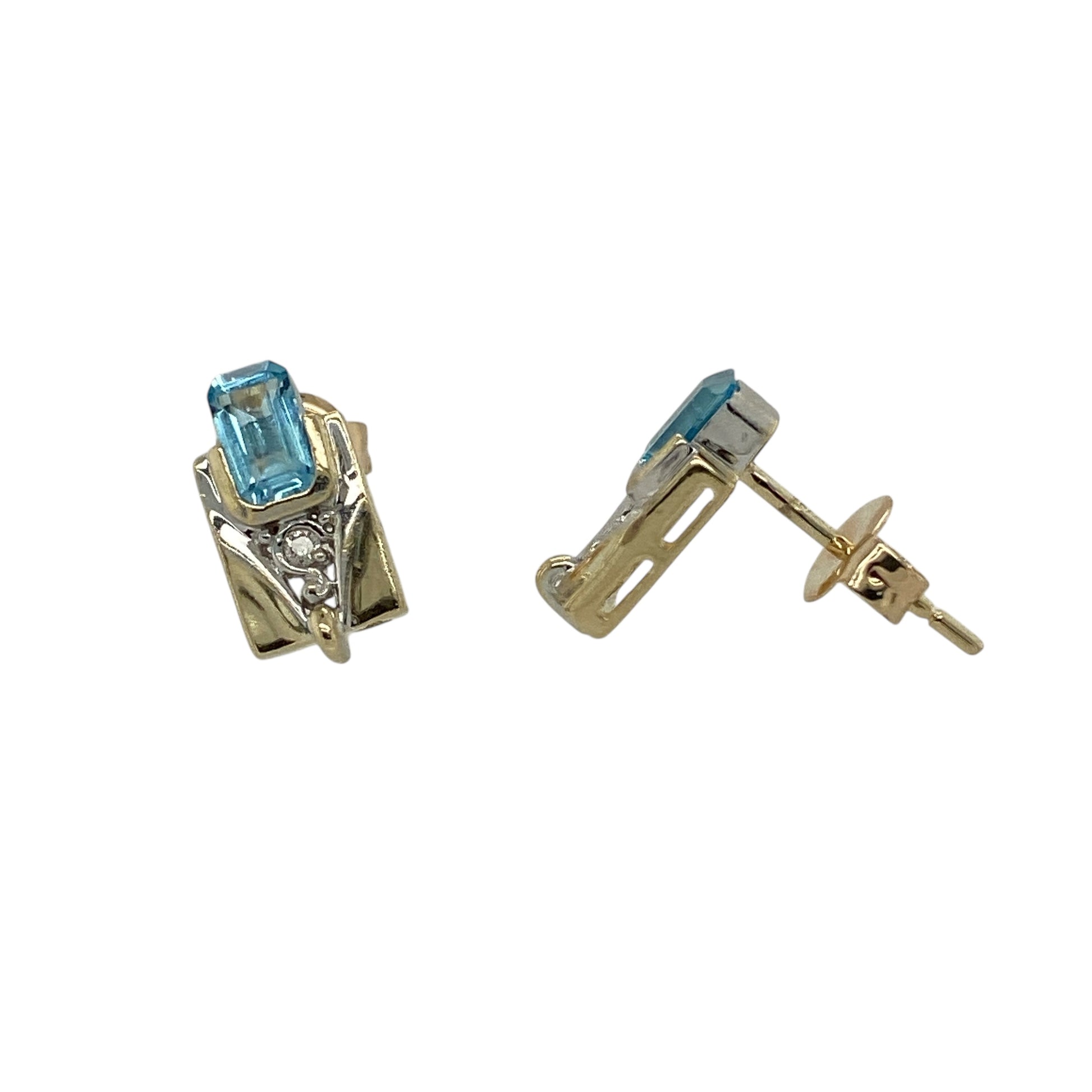 9ct Gold Diamond & Blue Topaz Set Stud Earrings