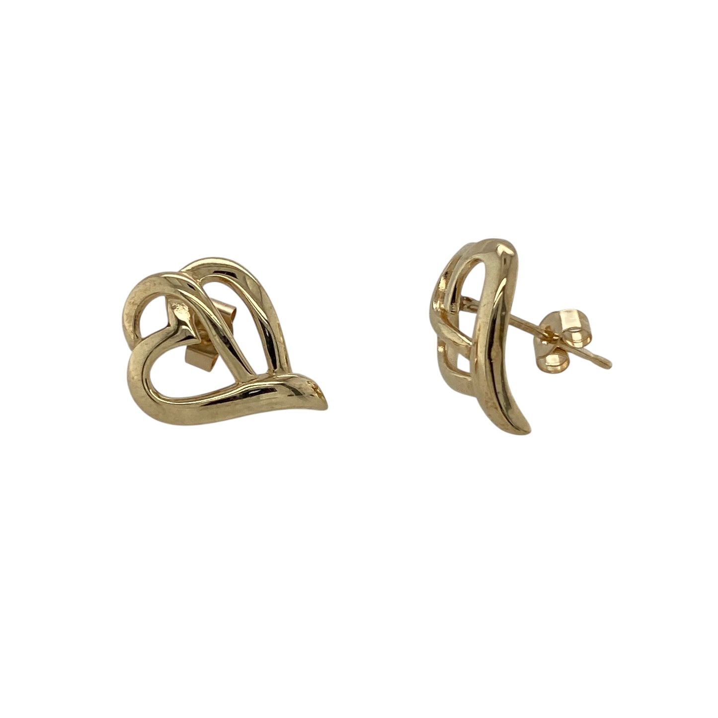 9ct Gold Heart Stud Earrings