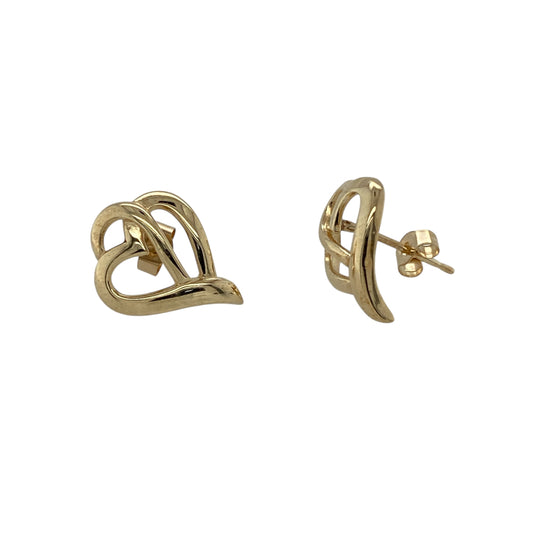 9ct Gold Heart Stud Earrings