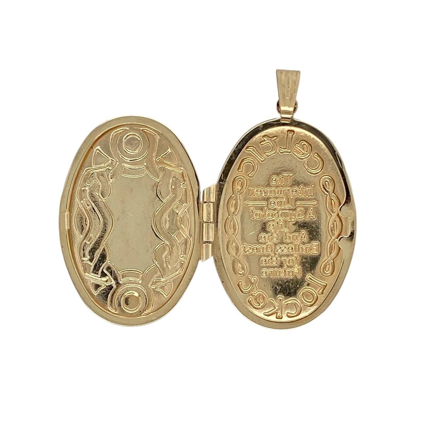 9ct Gold Celtic Patterned Oval Locket
