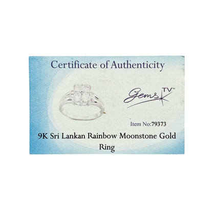 9ct White Gold & Sri Lankan Rainbow Moonstone Set Ring