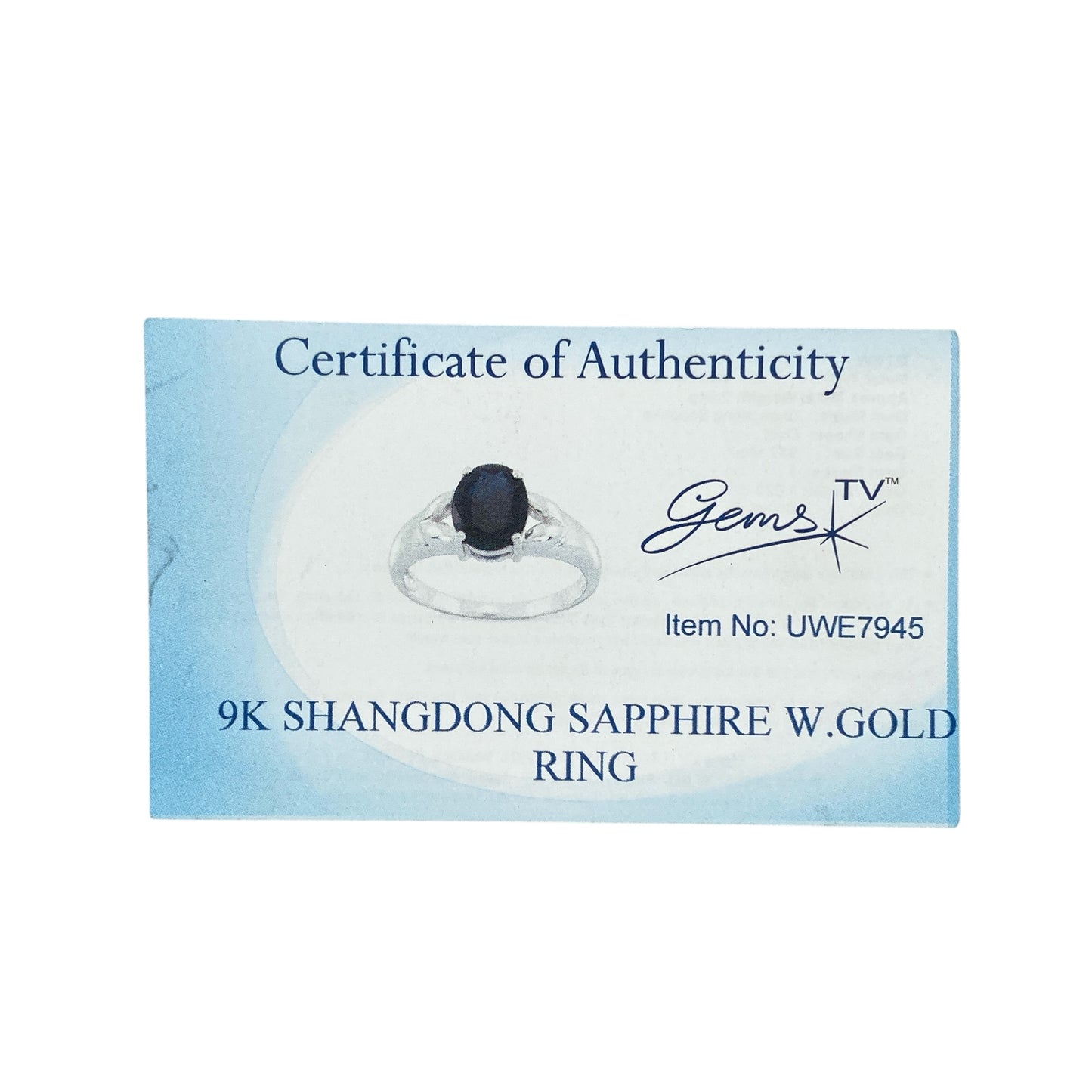 9ct White Gold & Sapphire Set Ring