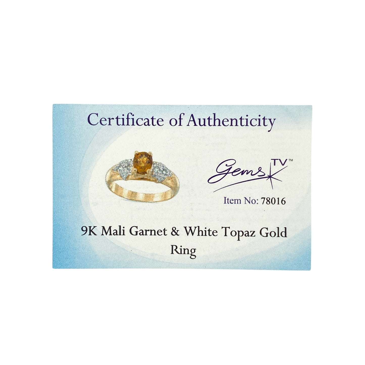 9ct Gold Mali Garnet & White Topaz Set Ring