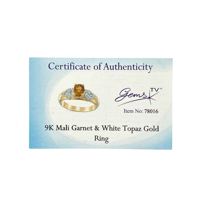 9ct Gold Mali Garnet & White Topaz Set Ring
