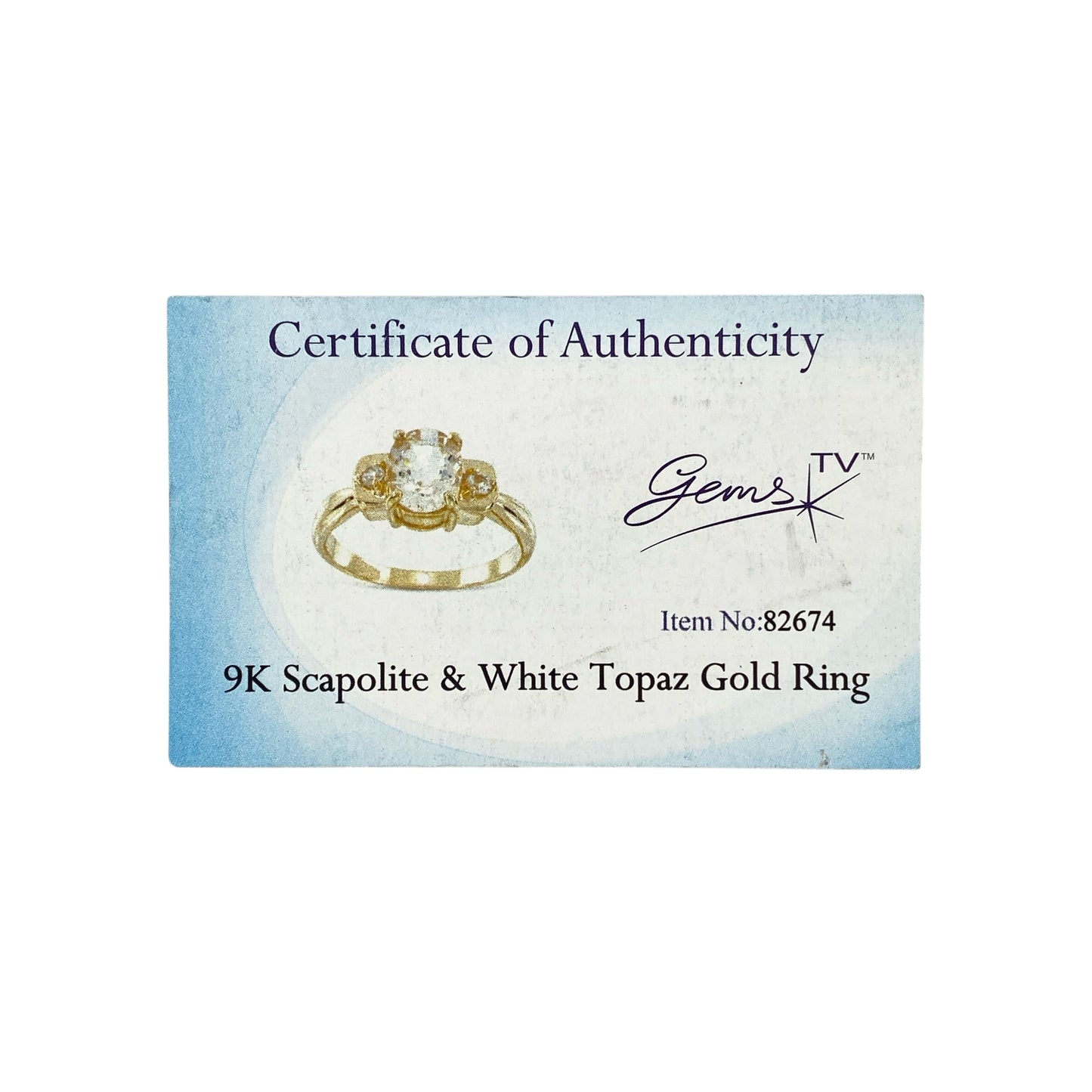 9ct Gold Scapolite & White Topaz Set Ring