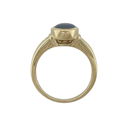 9ct Gold Sri Lankan Star Sapphire & White Topaz Set Ring