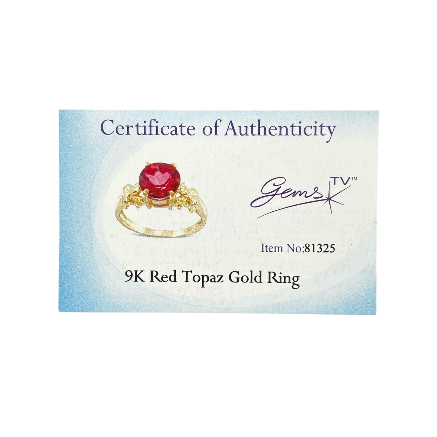 9ct Gold & Red Topaz Set Ring