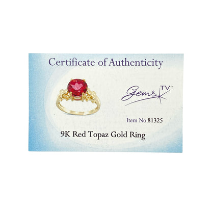 9ct Gold & Red Topaz Set Ring
