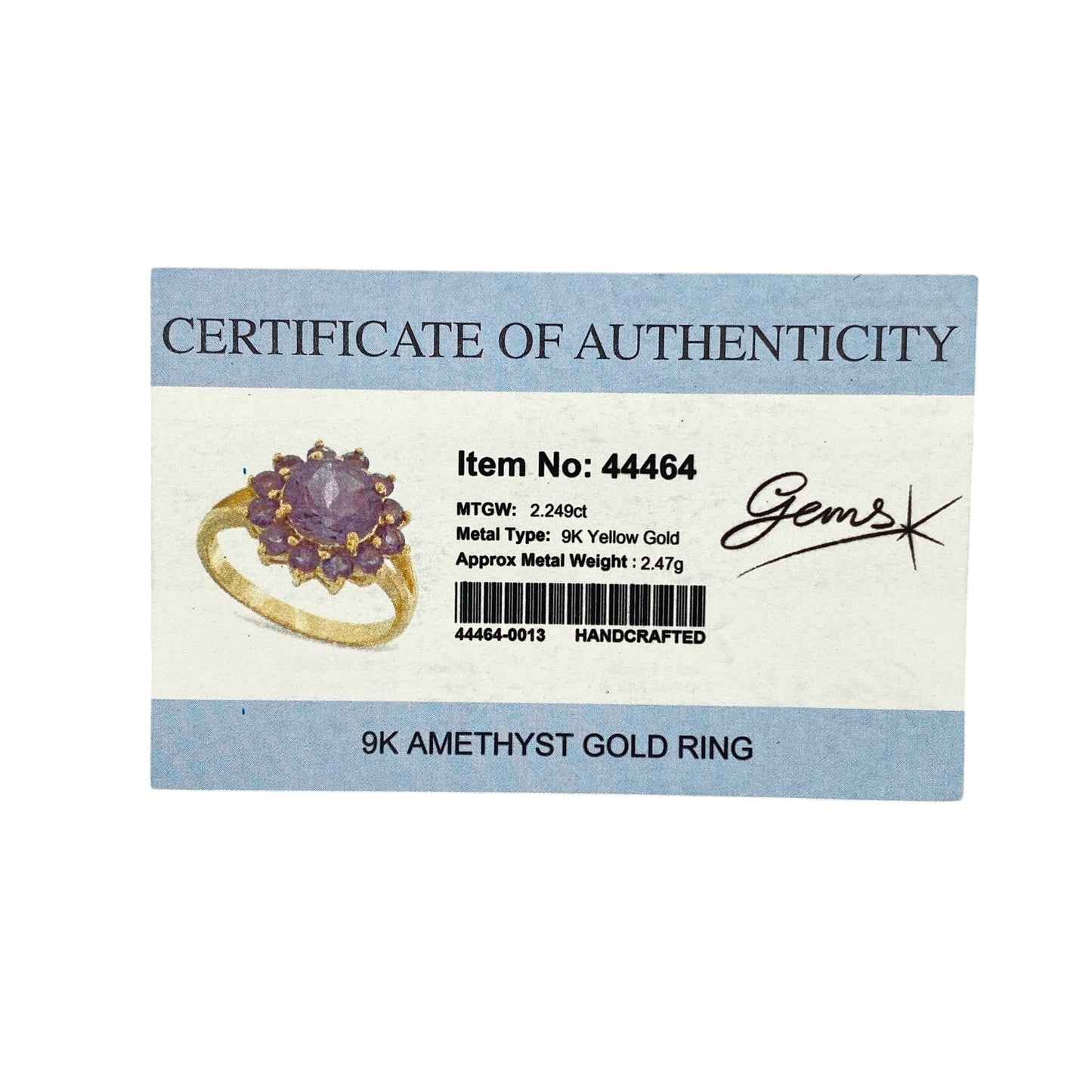 9ct Gold & Amethyst Set Cluster Ring