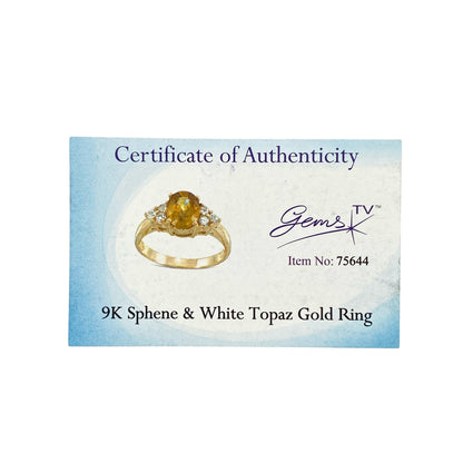 9ct Gold Sphene & White Topaz Set Ring