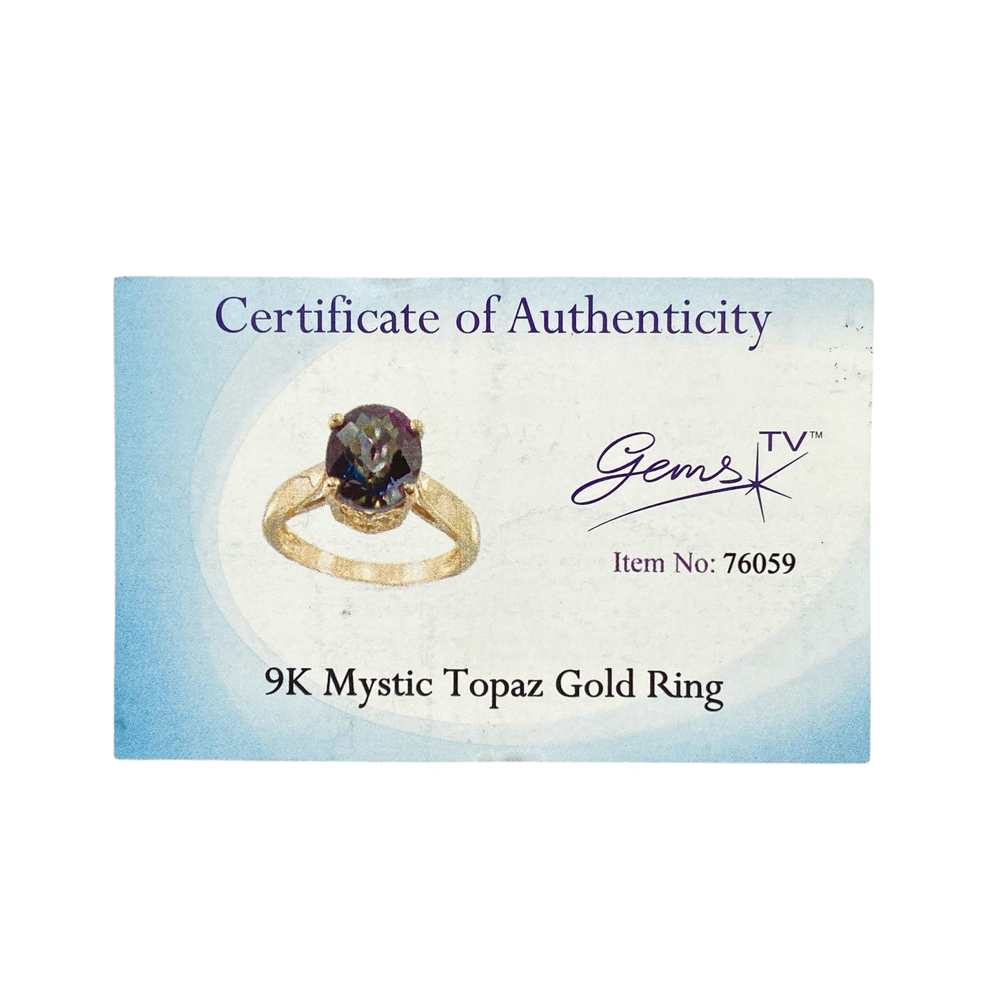 9ct Gold & Mystic Topaz Set Solitaire Ring