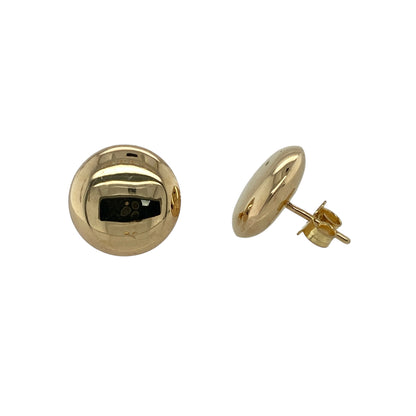 9ct Gold 14mm Button Stud Earrings