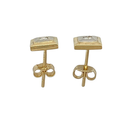 18ct Gold & Diamond Set Clogau Square Stud Earrings