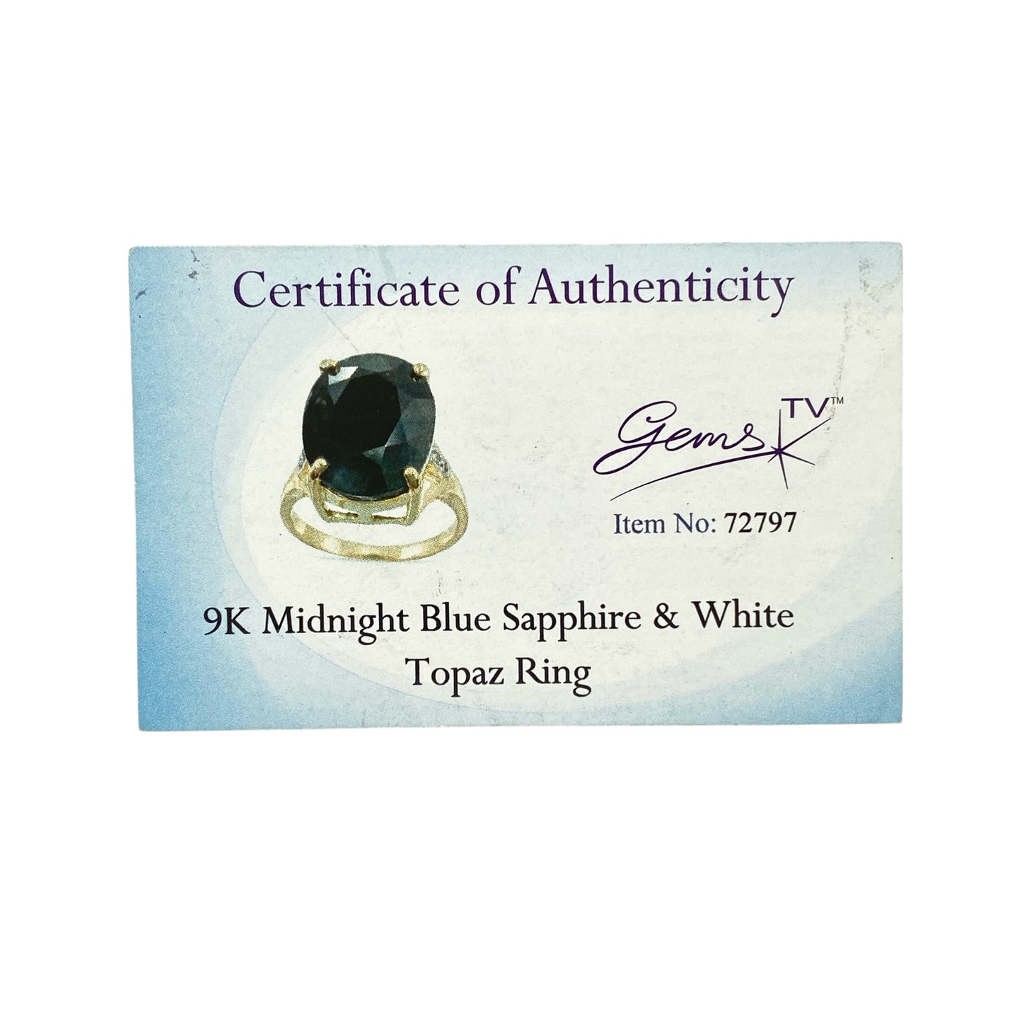 9ct Gold Midnight Blue Sapphire & White Topaz Set Ring