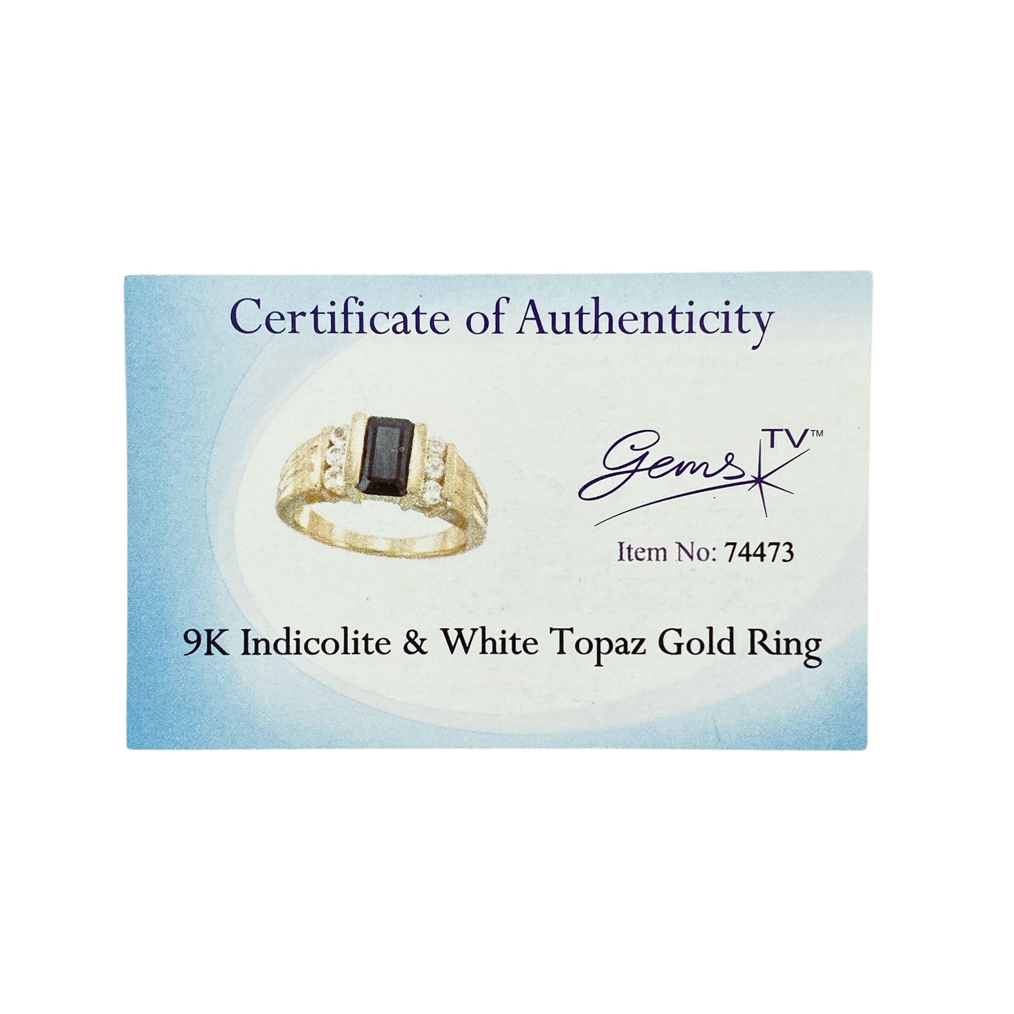 9ct Gold Indicolite & White Topaz Set Ring