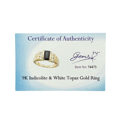 9ct Gold Indicolite & White Topaz Set Ring