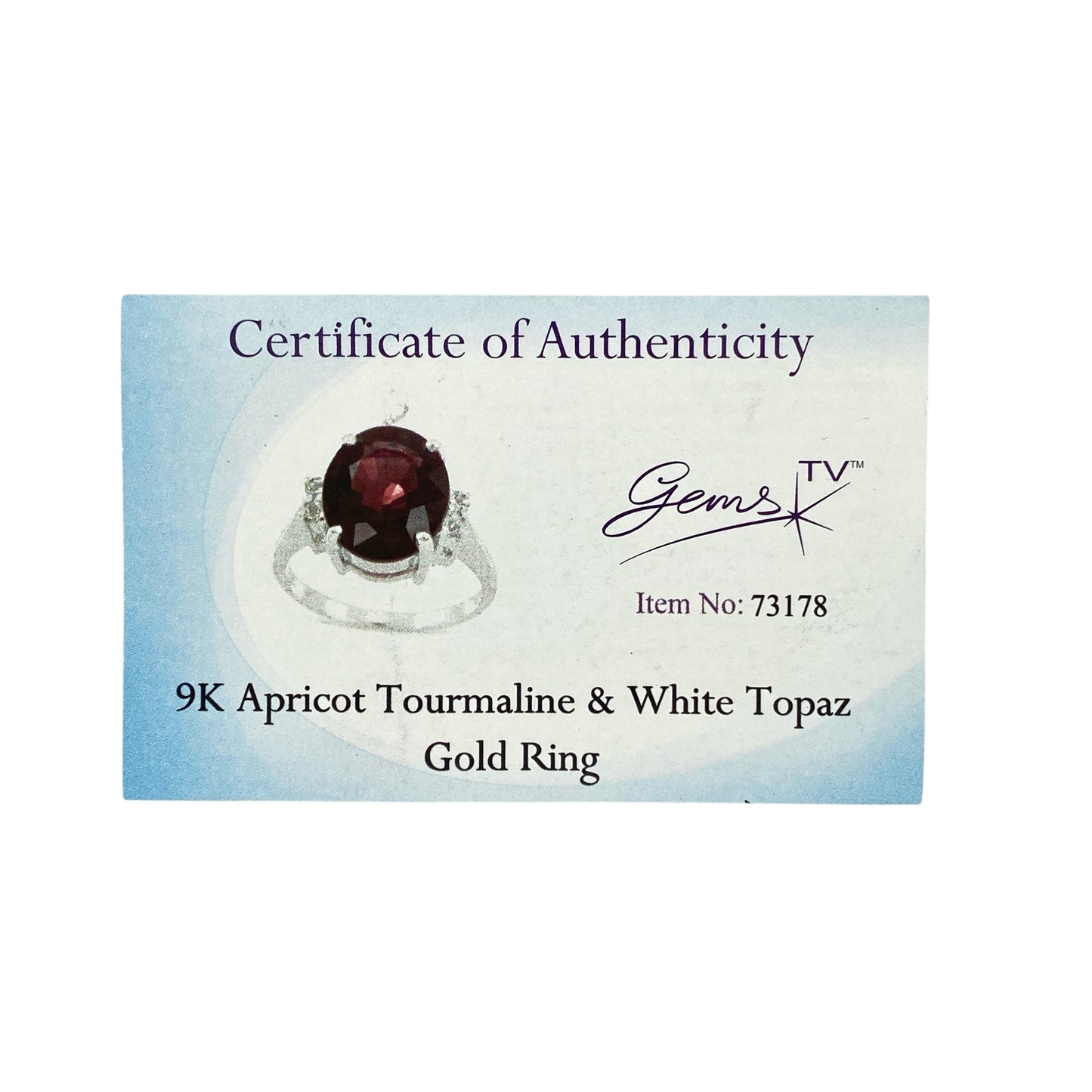 9ct White Gold Apricot Tourmaline & White Topaz Set Ring
