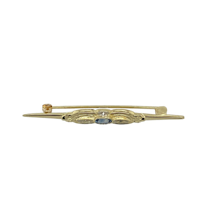9ct Gold Diamond & Sapphire Set Brooch
