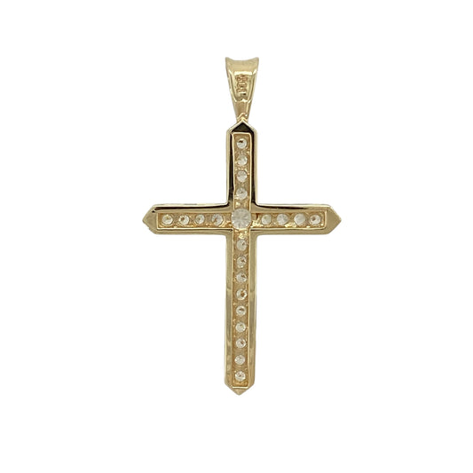 Bring timeless faith and refined sparkle to your jewellery collection with this pre-owned 9ct yellow gold and cubic zirconia set cross pendant.

Design: The pendant features a classic cross design accented with shimmering cubic zirconia, creating an elegant and eye-catching look.
Material: Made from 9-carat yellow gold, the warm polished finish beautifully complements the brilliance of the cubic zirconia stones.